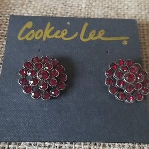 Cookie Lee red crystal earrings